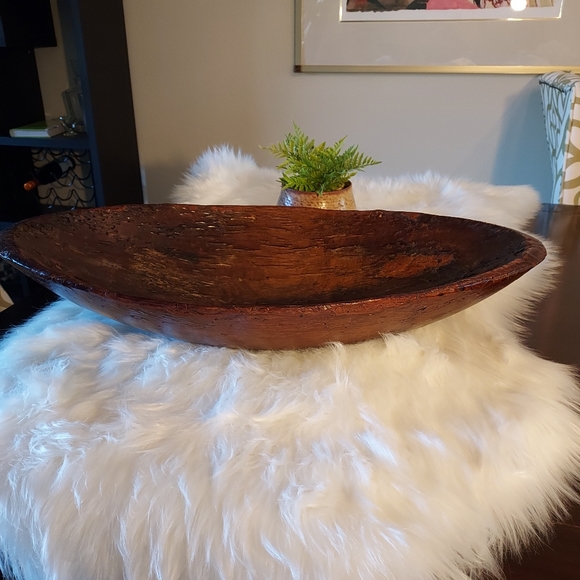 Primitive Wormwood Dough Bowl: 24 x 12.5. X 4